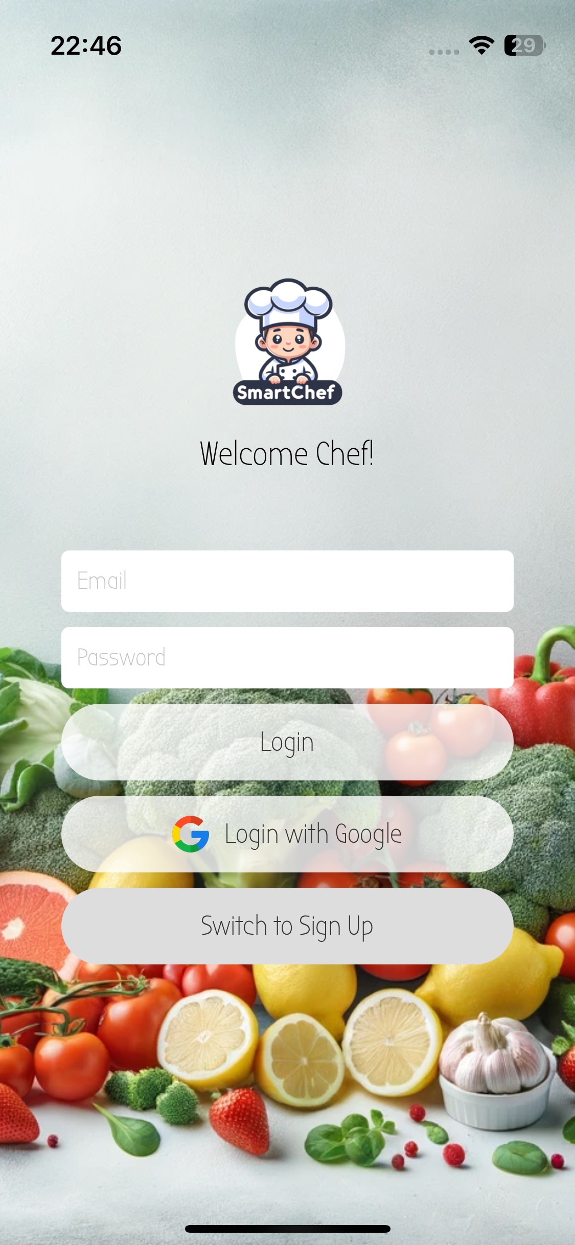 SmartChef App Preview showing AI recipe generation