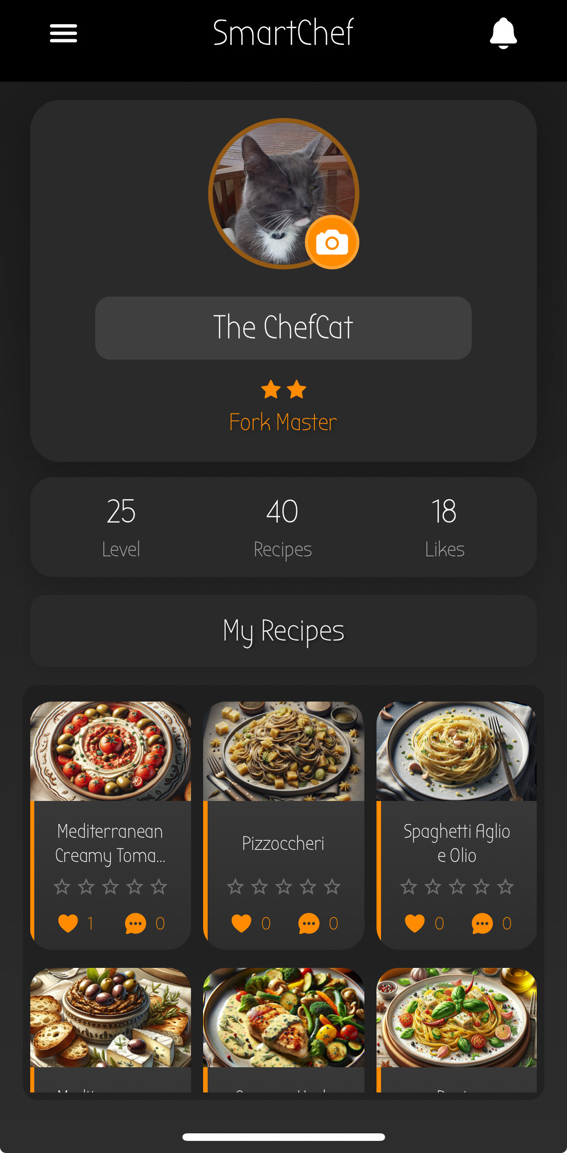 SmartChef Social Network Interface